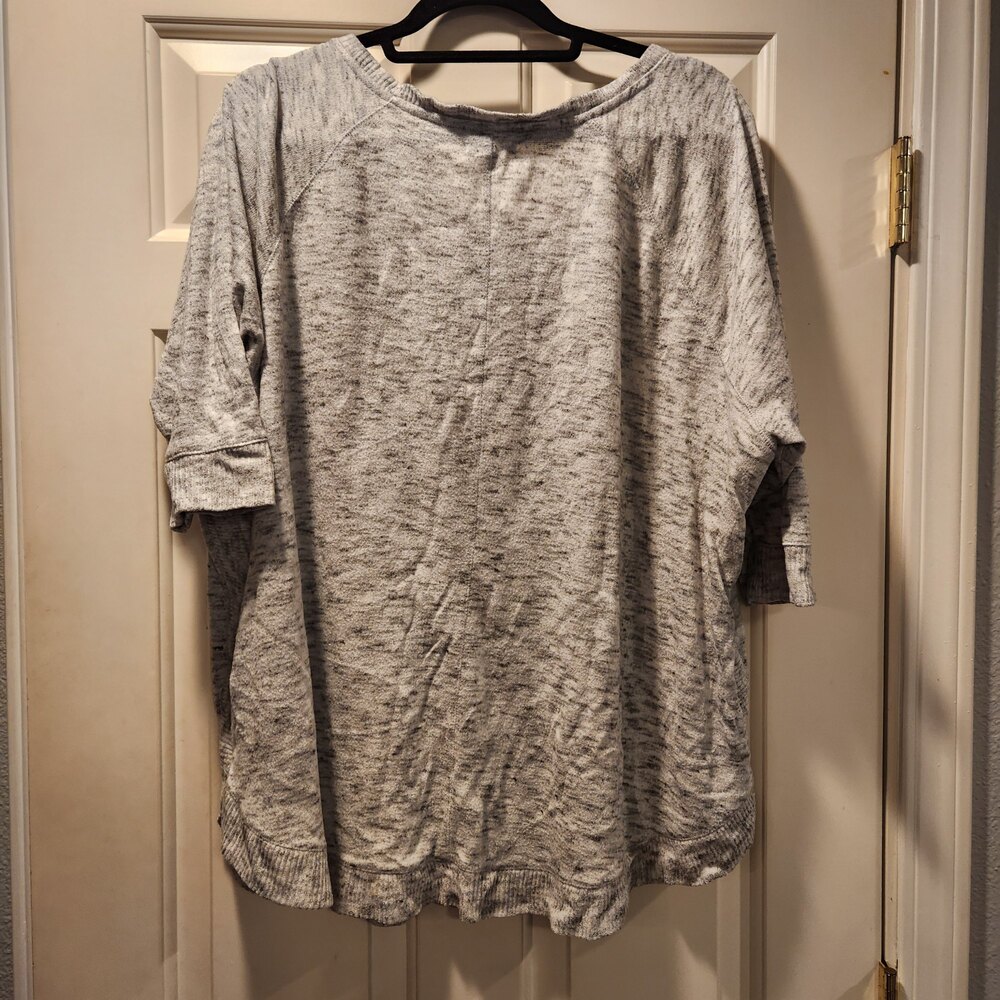 Maurices Gray Heathered Tunic Top 3 3 4 Sleeve Casual Y2K